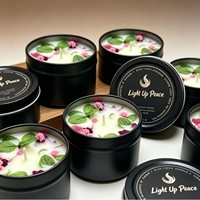 Lilin Aromaterapi Kedelai Tanpa Asap Beraroma Bunga Kering dalam Kaleng Hitam Laris Manis dan Tahan Lama