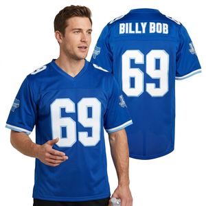 Camiseta de Fútbol Americano Personalizada para Hombre, Ecológica, con Nombre del Equipo, Cuello Redondo Negro, Manga Corta, Transpirable, 100% Poliéster - Product Image 1