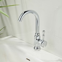 Robinet de lavabo HONGDEC européen chromé à poignée unique avec bec haut incurvé pour salle de bain