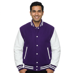 High Single Breasted <b>Men's</b> Varsity <b>Jackets</b> Wholesale <b>White</b> Wool Long Sleeve Letterman Design CollegeBaseballjacket for <b>men</b> - Product Image 1