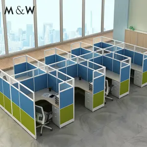 Wholesale Table Room Wooden Cubicle Desk Partitions Modular Modern Cubicles 8 Person Workstation Office Furniture