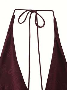 MYST & ZA femmes 2025 été nouvelle mode Sexy dos nu nœud décoré Jacquard licou cou robe 5067195 - Product Image 3