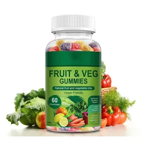 Özel özel etiket 60 adet elma şırası sirke Gummies tedarikçisi toptan Vegan dostu meyve sakızlı