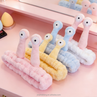 Serre-tête en flanelle amusant motif escargot, très élastique, pour yoga, spa, lavage du visage, maquillage, douche, accessoires capillaires colorés pour femmes
