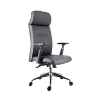 Chaise de direction réglable de style moderne pour bureau à domicile en cuir synthétique avec appui-tête en PP en acier et aluminium inclus