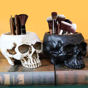 Đồ trang trí Halloween thân thiện với chủ đề đầu lâu, đồ thủ công bằng nhựa <span class=keywords><strong>resin</strong></span>, trang trí bàn làm việc phòng khách nhà mới, hộp đựng bút, hàng xuất khẩu cho Halloween - Product Image 2