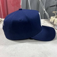Topi Golf Snapback Unisex Katun Berkualitas Tinggi OEM, Desain Bordir 3D Custom, 5 Panel, Warna Biru Dongker, Model Baru