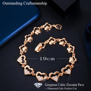 سوار رومانسي عالي الجودة مطلي بالذهب على شكل قلب مرصع بالزركون المكعب للنساء، إكسسوار للمعصم، هدية مثالية للصديقات - Product Image 6