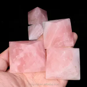 Natural Gemstone Crafts Rose Quartz Pyramid Healing Crystal Pyramid For Decoration