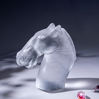 Statue de tête de cheval en cristal transparent de 11 cm, figurine artistique pour décoration de table de salon et cadeau d'affaires