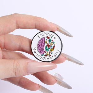 卡通大脑和蝴蝶向日葵拥抱神经多样性珐琅别针心理健康问题胸针翻领徽章礼物 - Product Image 4