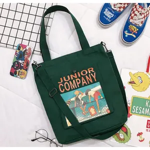 colourful nice quality portable canvas grocery tote bag with partition