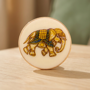 Boutons personnalisés de luxe en laiton faits à la main, motif éléphant royal émaillé crème du Rajasthan, pour hommes, pour sherwani, blazer, mariage, anniversaire - Product Image 5