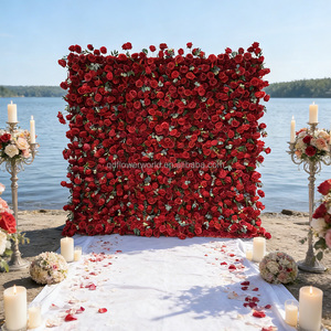 Panel de Pared de Flores de Tela 3D de Lujo Reutilizable, Fondo de Flores Artificiales de Rosas Blancas y Rosas para Decoración de Bodas - Product Image 6