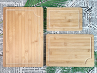 Papan pemotong bambu 3 buah, Set meja dapur rumah tangga meja potong bambu Set 3 buah untuk daging buah sayuran