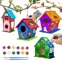 Kit de bricolage en bois pour maison d'oiseaux - Cage à oiseaux suspendue peinte à la main pour enfants, idéale pour Pâques
