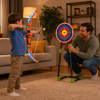Ensemble d'arc et flèches lumineux avec 2 arcs, cible sur pied, jouet de tir à l'arc pour enfants, flèches à ventouse LED, jeu de tir en extérieur, cadeau