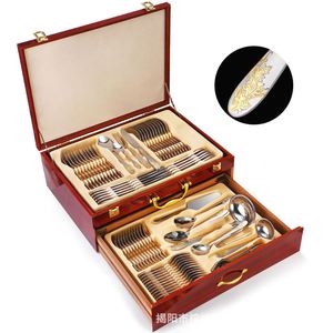 Offre Spéciale : Ensemble de Couverts en Acier Inoxydable Doré 72 Pièces, Boîte d'Emballage en Bois Écologique, Finition Miroir, Durable, Idéal pour la Rentrée Scolaire - Product Image 3