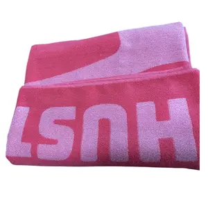Custom Logo Cotton Sport Towels Double Side Jacquard 100%Cotton Terry Woven Beach Towels Sports Gym Large Pool Towels