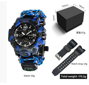 Montre tactique robuste DFS10 pour hommes, survie en plein air, 23 en 1, avec allume-feu, boussole, bracelet en corde tressée, lampe torche, sifflet, outils T - Product Image 4