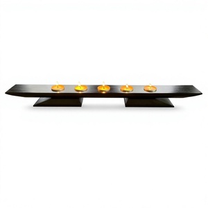 Wooden Rectangular <b>Tea</b> Light Holder with 5 Candles Durable Eco-Friendly Handmade Home Decoration Candle <b>Stand</b> for Table Decor - Product Image 3