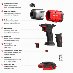 Llave de Impacto de 1200N.m, 1/2 Pulgada, 20V, Inalámbrica, Sin Escobillas, 5.0Ah, Alto Torque, para Automóviles, Camiones, Talleres Industriales - Product Image 2