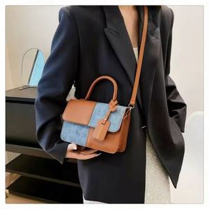I-0302 Wholesale Fashion PU Leather Ladies Handbags <b>Square</b> Underarm Crossbody Bag Pure Color Block Splice Shoulder Bags - Product Image 6