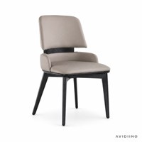 Chaise de salle à manger en bois massif, revêtement en cuir PU, dossier fendu, chaise d'appoint moderne sans accoudoirs pour restaurant et cuisine, couleur taupe