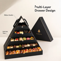 Boîte pyramide personnalisée avec logo, en carton, pour emballage de desserts, plateau de présentation alimentaire avec plateaux pour gâteaux et pâtisseries