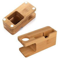 Base de Carga Universal de Madera de Bambú con Soporte para Teléfono y Soporte para Apple Watch, Diseño Tradicional Multifuncional