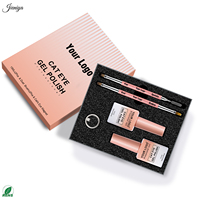 Kit de vernis gel UV effet œil de chat pailleté réfléchissant avec 2 pinceaux gel double embout et bâtonnet magnétique pour la décoration des ongles