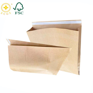Sobre de cartón <span class=keywords><strong>Kraft</strong></span> rígido Mailer Tear Strip Flat Bottom Bag Sobre con fuelle para ropa - Product Image 1