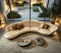 Ensemble de canapés en cuir véritable en forme de L de style européen, design minimaliste moderne, canapé multi-personnes pour grand appartement