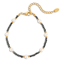 Bracelet Dina en acier inoxydable avec cristaux multicolores et perles, bijou de main inaltérable pour femme