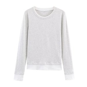 PB&amp;ZA Women's Winter 2025 Casual <strong>Joker</strong> Fashion Double Layer Contrast Color Polyester <strong>T</strong>-<strong>Shirt</strong> 3641628 - Product Image 6