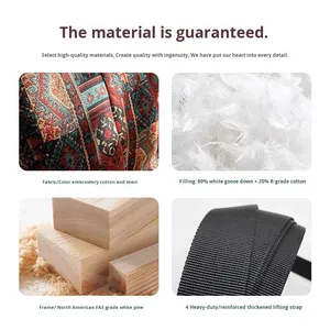 เก้าอี้ไม้สไตล์ยุคกลาง ดีไซน์ย้อนยุค หุ้มผ้า โซฟาเดี่ยว สำหรับเฟอร์นิเจอร์บ้าน ห้องนั่งเล่น พักผ่อนสบายๆ ในวันอาทิตย์ - Product Image 6