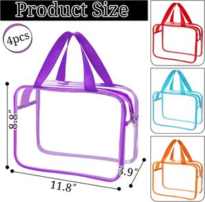 Transparent PVC Clear Nylon Travel <b>Cute</b> Makeup Organizer Storage Bag Preppy Cosmetic Zipper Pouch <b>Purse</b> Travel Coin Pouch - Product Image 2