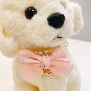 Nuevo <span class=keywords><strong>Collar</strong></span> Elegante Ajustable de Plástico con Estampado, Adornado con Pedrería, para Cachorros y Gatos, con Bonito Lazo y Colgante de Perlas para Mascotas - Product Image 5