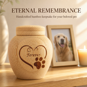 Guci Kremasi Hewan Peliharaan Ramah Lingkungan dari Bambu, Tahan Lama, Buatan Tangan, Bentuk Kustom dengan Tutup untuk Kenangan Kucing dan Anjing - Product Image 3