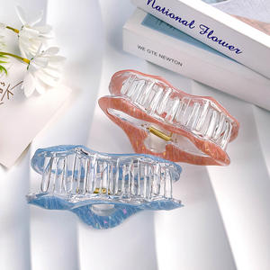 Klip cakar rambut besar gaya Korea elegan 11cm untuk wanita desain hiu macan tutul aksesori rambut Resin akrilik bahan PC manis - Product Image 3