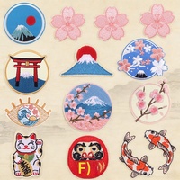 Patchs en tissu brodé personnalisés Chenying, style japonais, pour sacs/sacs à main, vêtements, motif Sakura Koi Fish