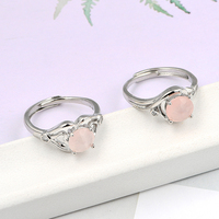 Accessoires femmes pierre naturelle Rose Quartz cristal bague exquise 8mm laiton facette cristal anneau