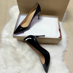 Escarpins de luxe en cuir verni à bout pointu, chaussures de bureau de créateur pour femmes - Product Image 3