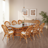 Ensemble de salle à manger en rotin JAVA CV.Craftindo, mobilier commercial, design moderne, utilisation intérieure/extérieure, restaurant, hôtel, table longue