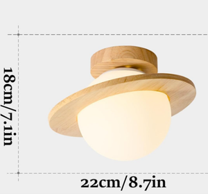 Plafonnier japonais en bois massif pour porche couloir plafonnier créatif nordique pour balcon petite <span class=keywords><strong>boule</strong></span> de verre ronde plafonnier lampes de cuisine - Product Image 6