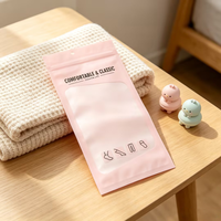 Sac auto-scellant à fermeture éclair, couleur unie crème, tendance, à trois côtés scellés, pour chaussettes d'hiver et de yoga