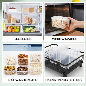 Lot de 15 bocaux de conservation alimentaire en plastique de qualité alimentaire, hermétiques, pour organiser la cuisine, idéaux pour les aliments, les collations, les céréales et les fruits secs - Product Image 3