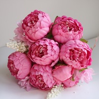 Vente en gros de pivoines artificielles à 13 têtes, fleurs sèches pour la décoration de la maison de mariage, fleurs en soie, décoration de table pour mariage