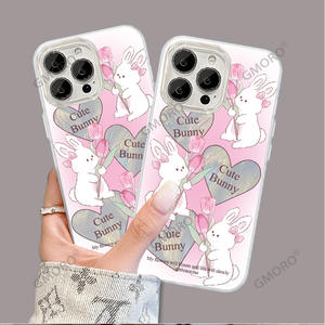 <span class=keywords><strong>Coque</strong></span> Niche Ins Tulip Rabbit Feather Yarn pour iPhone 16 Pro Max, <span class=keywords><strong>Coque</strong></span> <span class=keywords><strong>Rigide</strong></span> PC Laser pour iPhone 17/15, Antichoc, Motif Cœur - Product Image 4