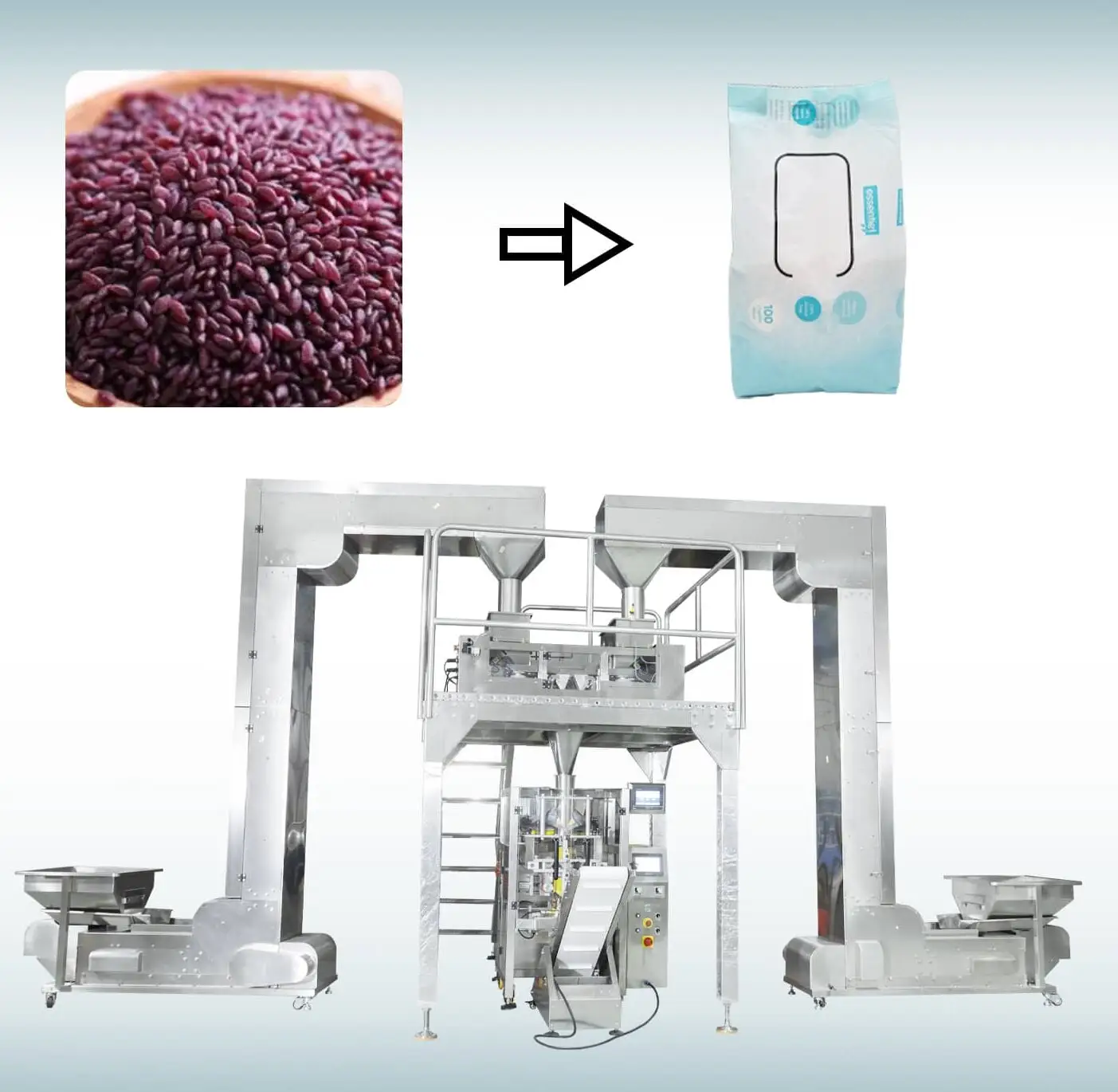 Emballage de riz noir biologique multifonction automatique multi-têtes machine d'emballage de pop-corn salé café noix collations pour les aliments